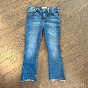 Free People Straight Kick Flare Medium Wash Cropped Jeans